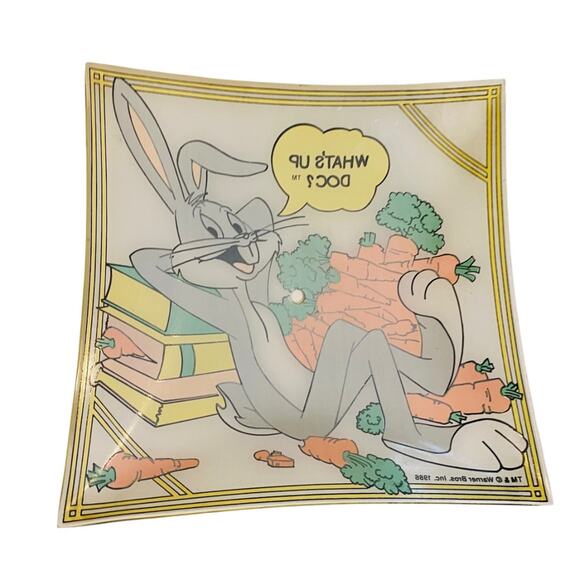 1986 Warner Bros. Bugs Bunny What’s Up Doc? Cartoon Glass Ceiling Light Shade - Picture 7 of 11